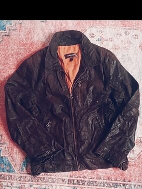 Danier Black Leather Zip-Front Men's Jacket